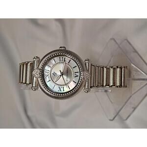 Judith Ripka Mother of Pearl Watch|CZ Heart Detail|Twisted Rope Band NEW BATTERY
